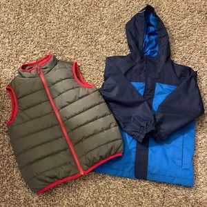 Wind breaker and puffer vest for boys
